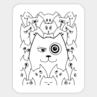 Cartoon Qute Cat Doodle / Cats illustration / Cat line art Sticker